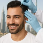 A confident man after a successful hair transplant in Dubai showing natural hair growth results.