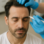 Close-up of natural eyebrow results after hair transplant in Dubai