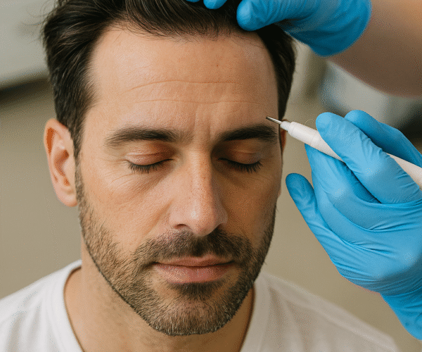 Close-up of natural eyebrow results after hair transplant in Dubai