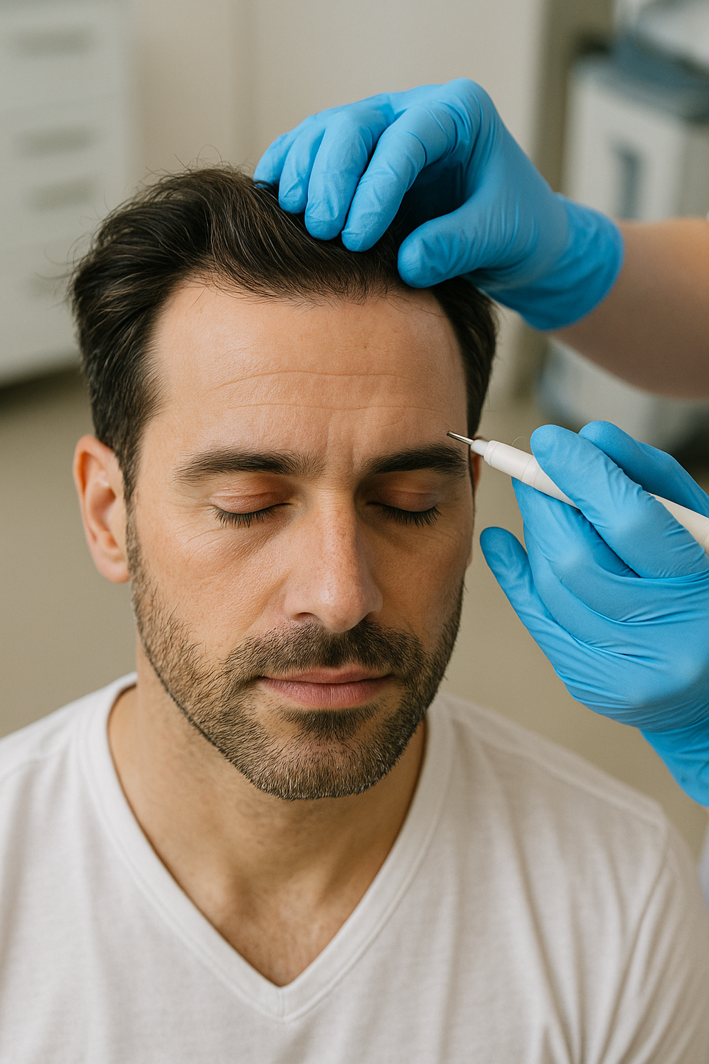 Close-up of natural eyebrow results after hair transplant in Dubai