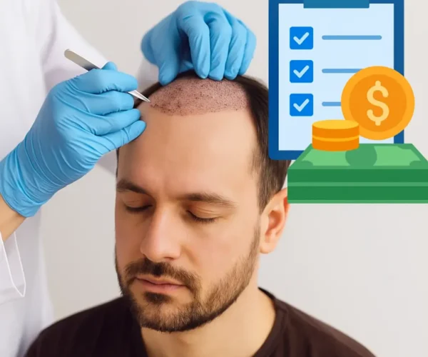 Patient consulting with doctor about affordable hair transplant payment plan in Dubai, UAE